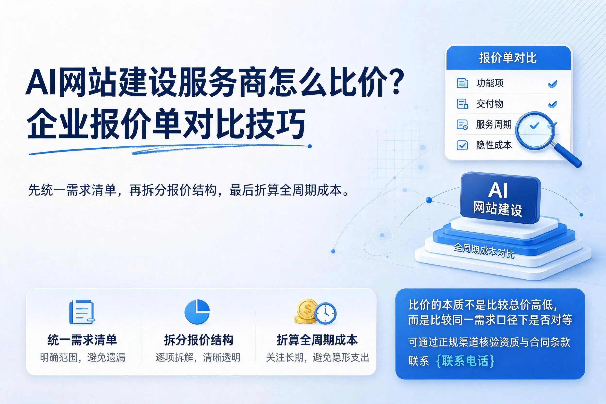 AI网站建设服务商怎么比价？玉溪企业报价单对比技巧
