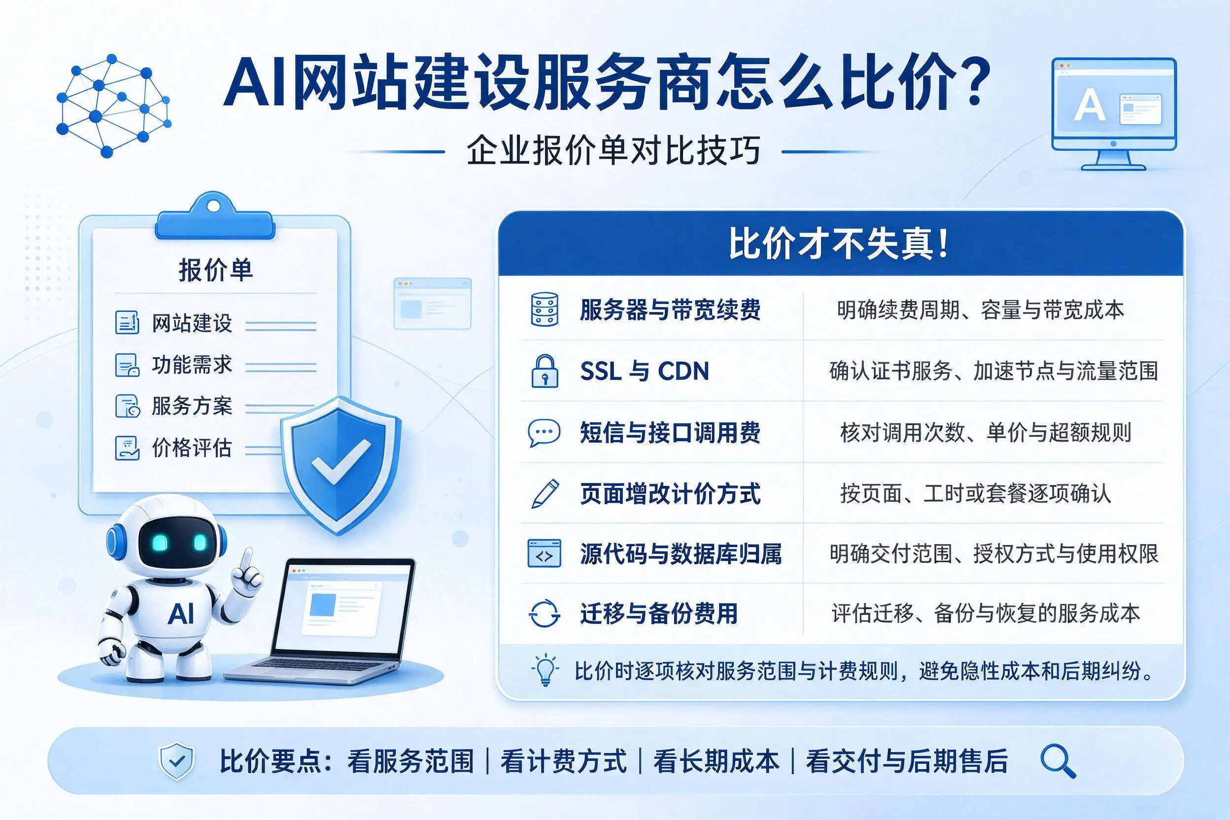 AI网站建设服务商怎么比价？玉溪企业报价单对比技巧